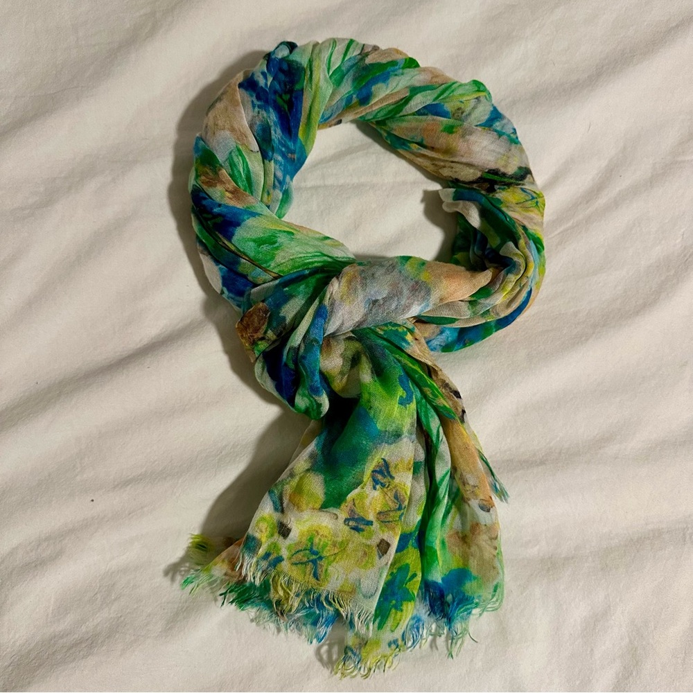 Floral Blue and Green Scarf